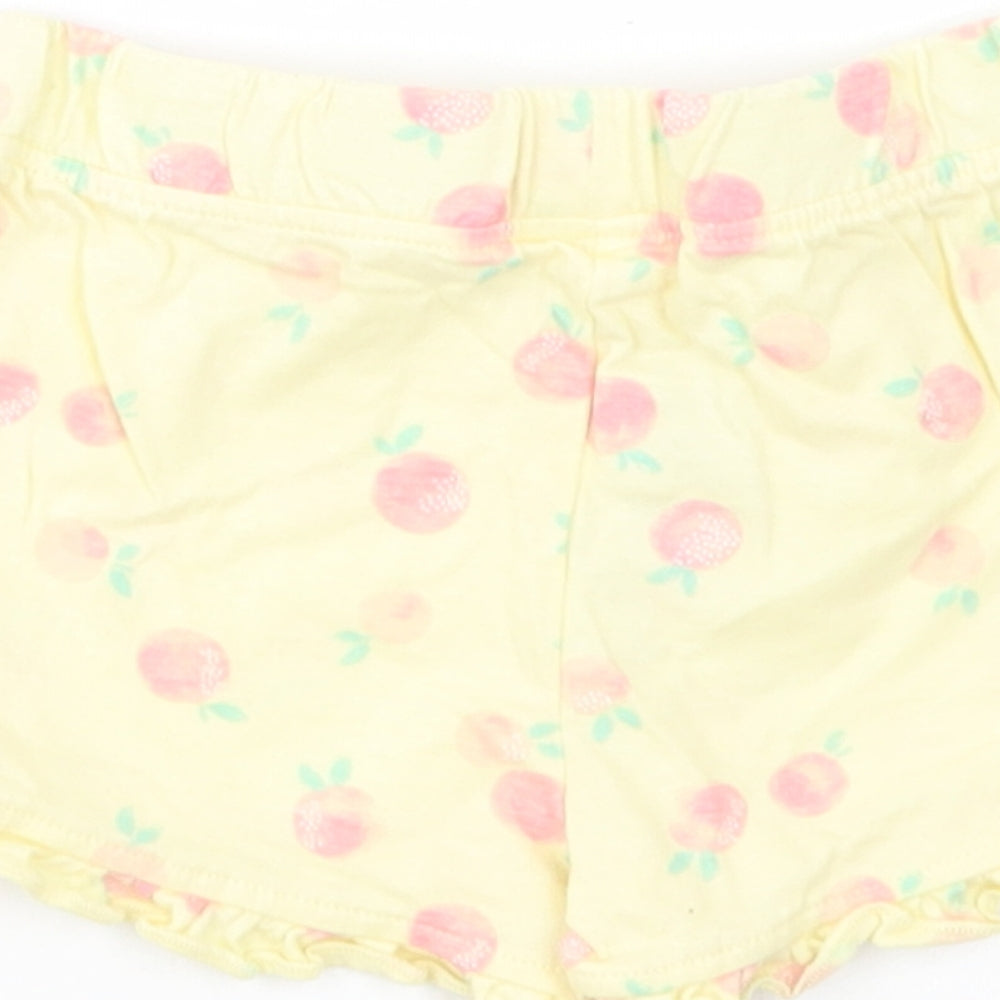 Primark Baby Yellow Geometric Cotton Cropped Trousers Size 9-12 Months - Peach Print