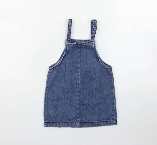 NEXT Girls Blue Cotton A-Line Size 18-24 Months Square Neck Button