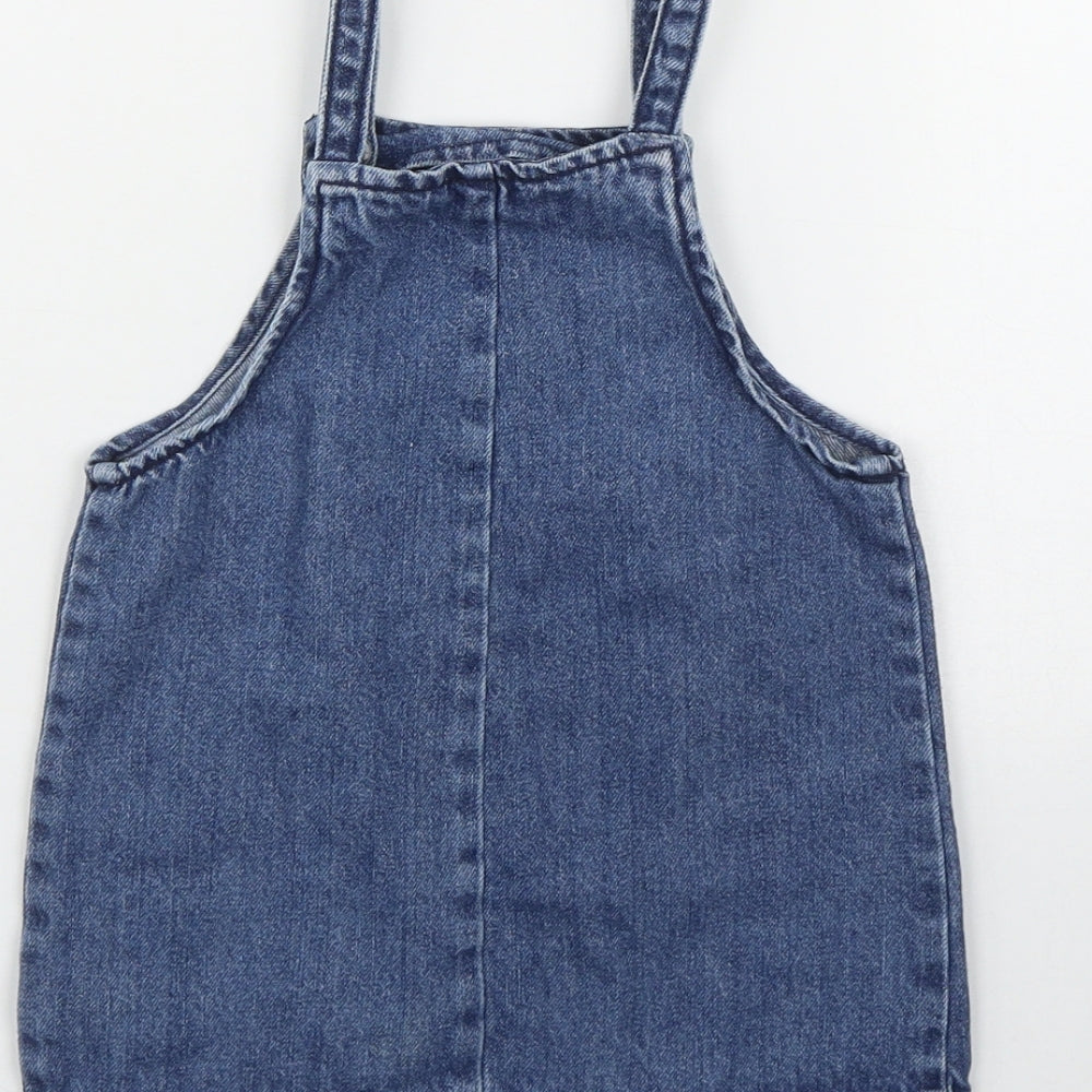NEXT Girls Blue Cotton A-Line Size 18-24 Months Square Neck Button