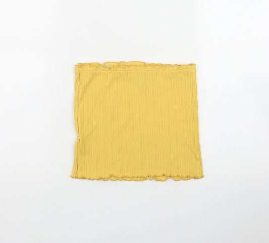 Womens UK Size 12 New Look Yellow Basic T-Shirt