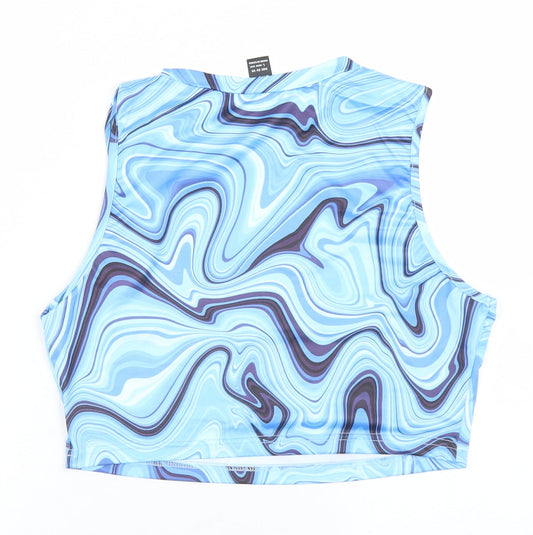 SheIn Womens Blue Polyester Cropped Tank Size L Round Neck - Tie Dye