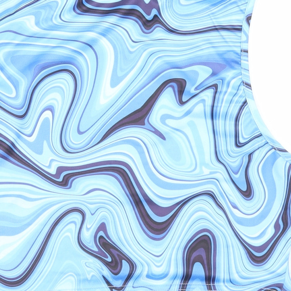 SheIn Womens Blue Polyester Cropped Tank Size L Round Neck - Tie Dye