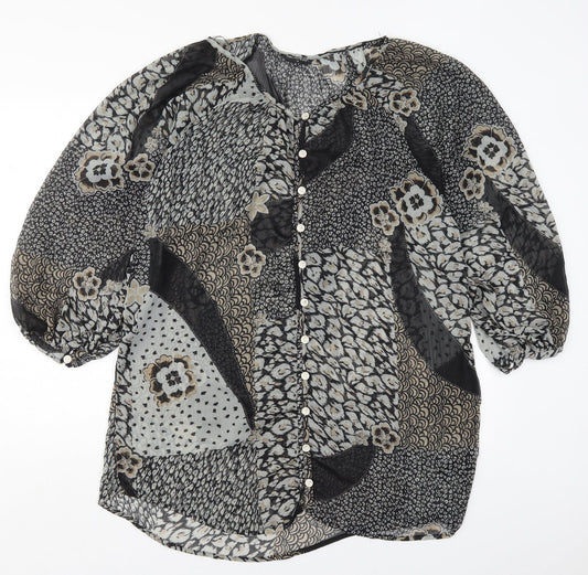 Womens UK Size 14 Miss Selfridge Grey Basic Button-Up