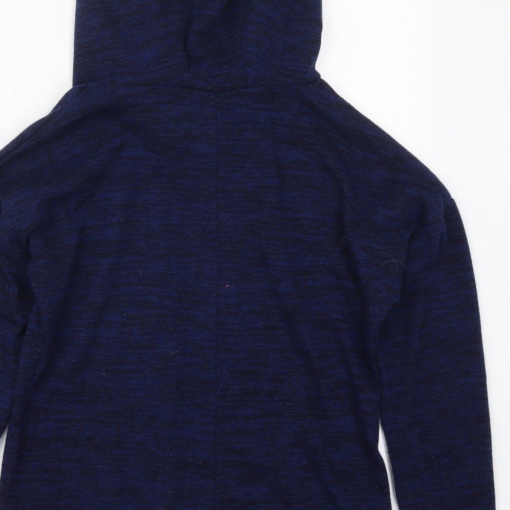 Brand and care label for Dorimis women’s blue polyester pullover hoodie, size S, pullover