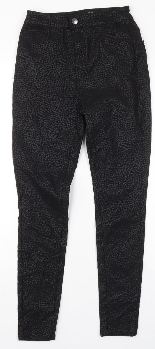 Additional front view of Tu women’s black viscose skinny jeans, size UK 8, 27-inch leg regular button - leaf prints
