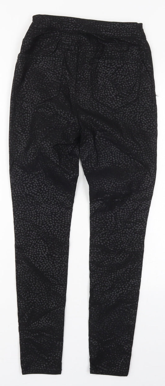 TU Womens Black Viscose Skinny Jeans Size 8 L27 in Regular Button - Leaf Prints