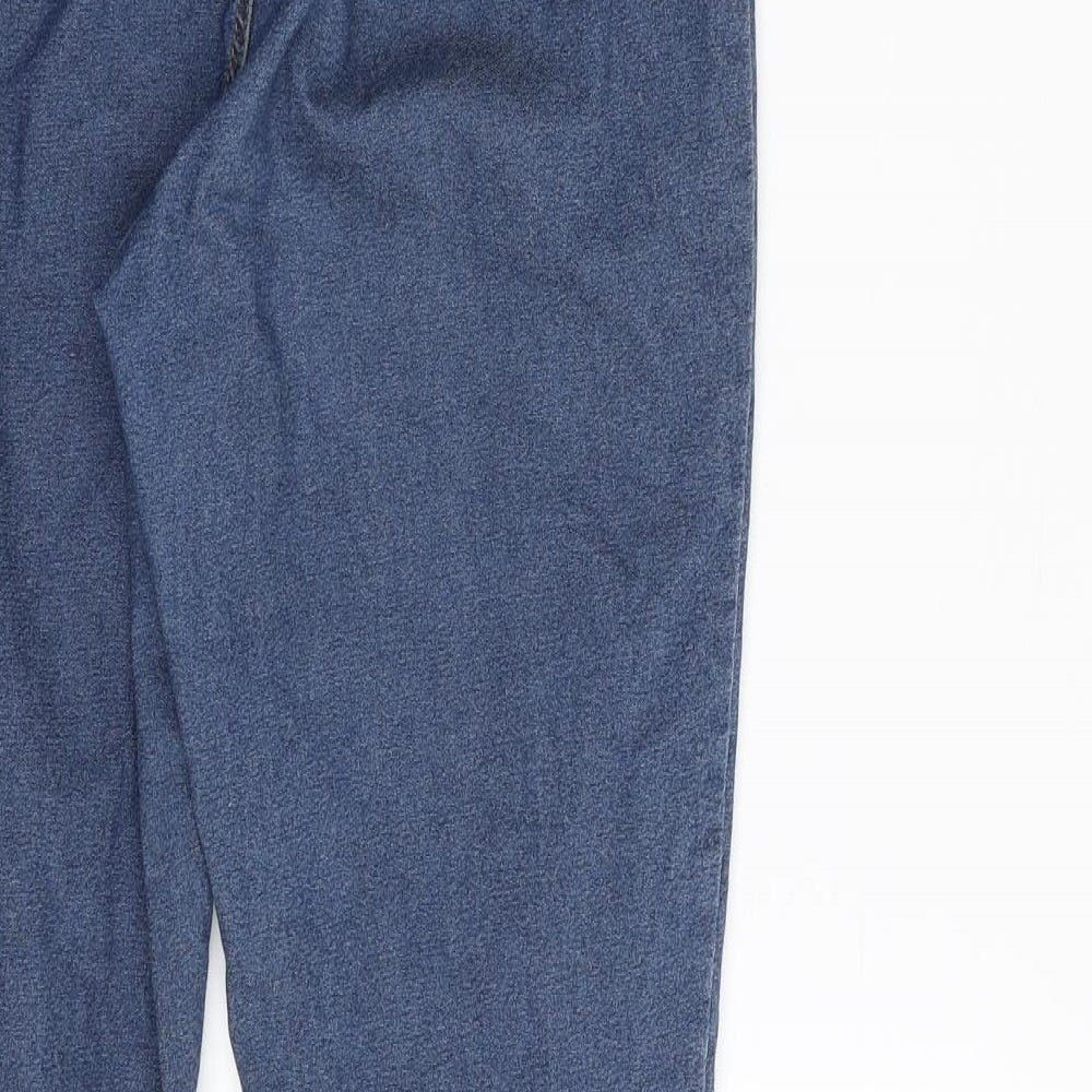 Brand and care label for Denim & Co. women’s blue cotton jegging jeans, size UK 14, 29-inch leg slim zip