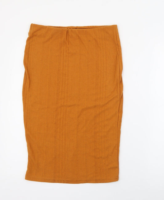 Primark Womens Yellow Polyester Straight & Pencil Skirt Size 12
