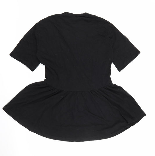 ASOS Womens Black Cotton Fit & Flare Size 2 Crew Neck
