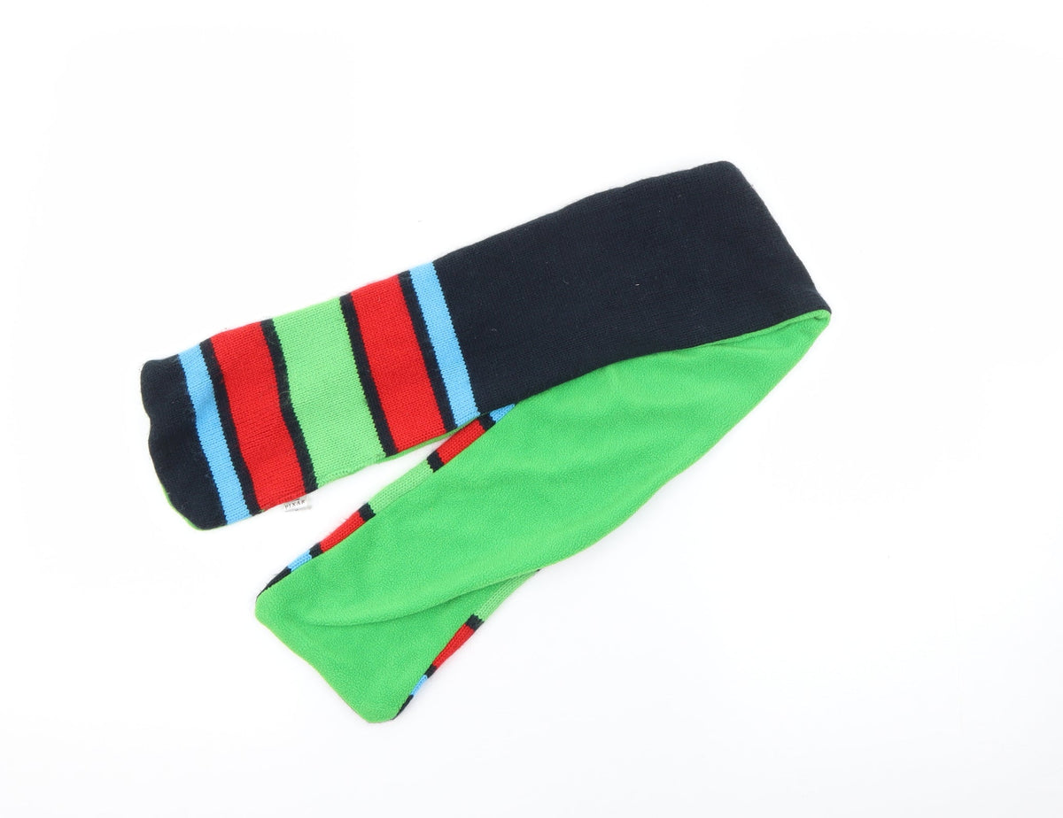 Front view of George boys’ blue striped acrylic scarf one size