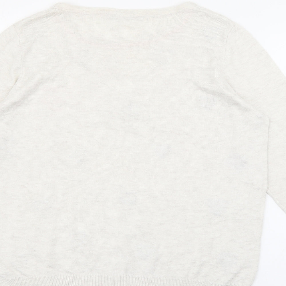 George Womens Ivory Crew Neck Geometric Viscose Pullover Jumper Size 14