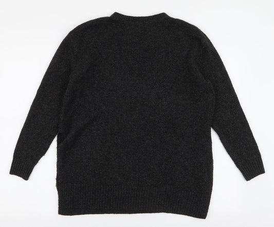 H&M Womens Grey Round Neck Polyester Pullover Jumper Size S