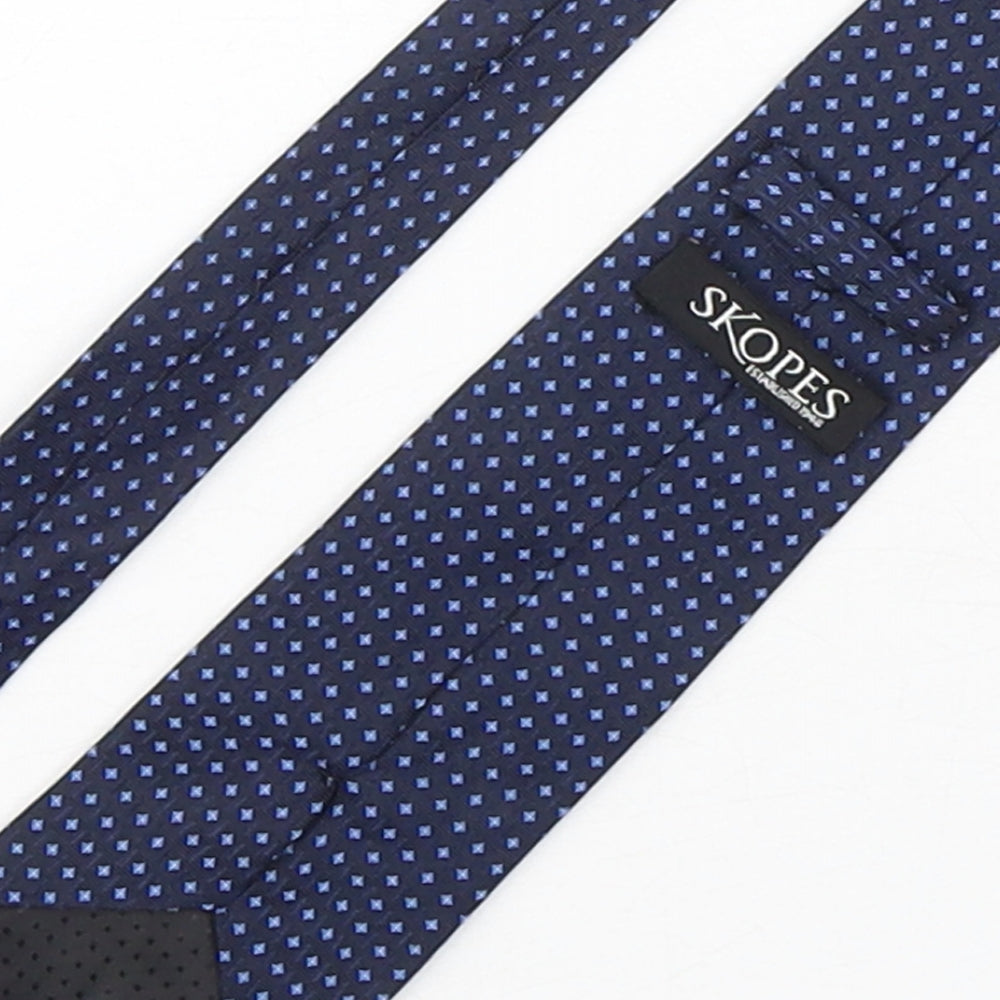 Skopes Mens Blue Geometric Silk Pointed Tie One Size