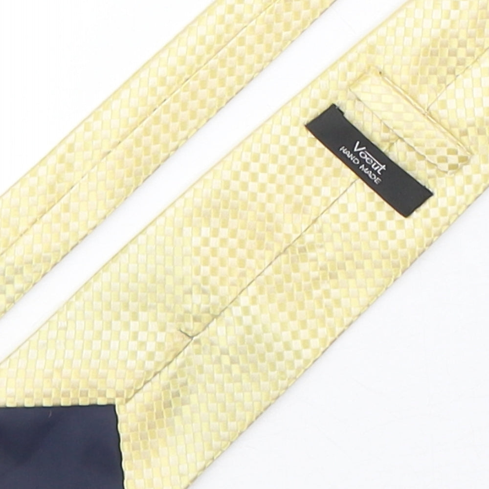 Voeut Mens Yellow Plaids & Checks Polyester Pointed Tie One Size
