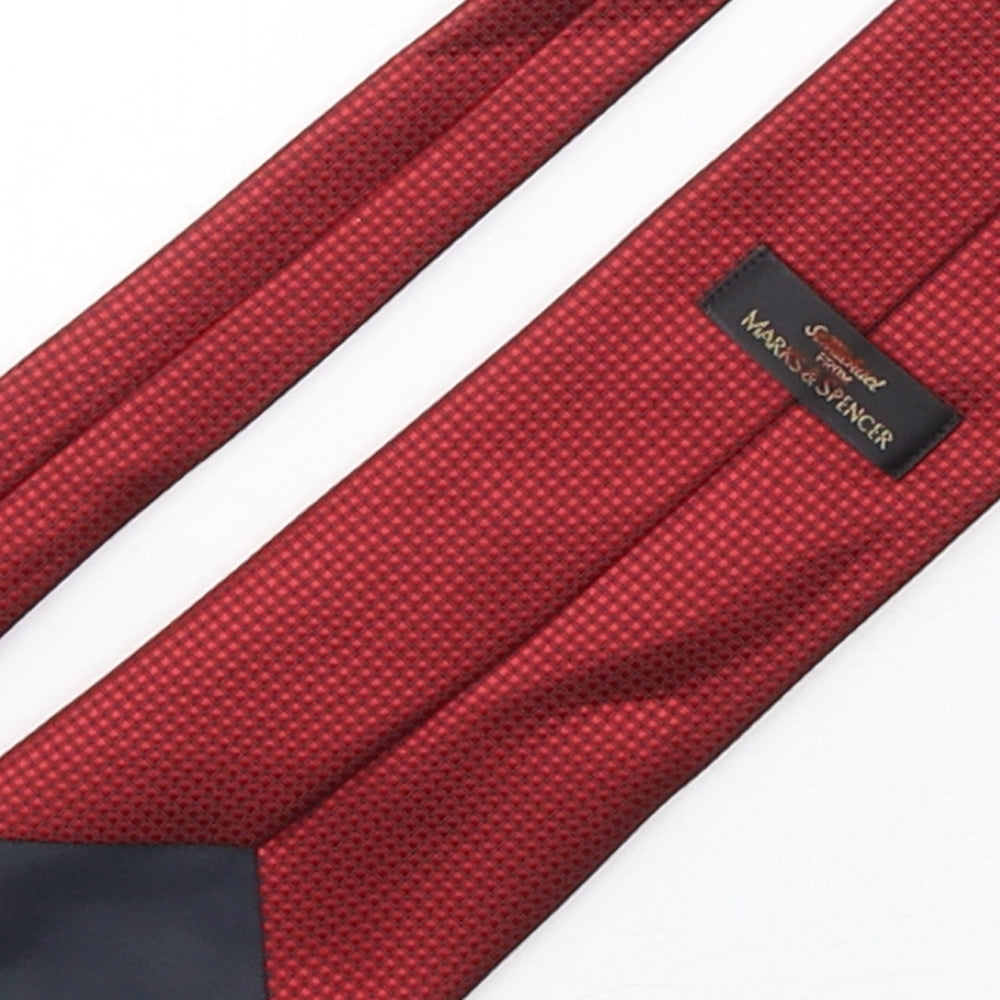 Marks and Spencer Mens Red Grenadine Polyester Pointed Tie One Size