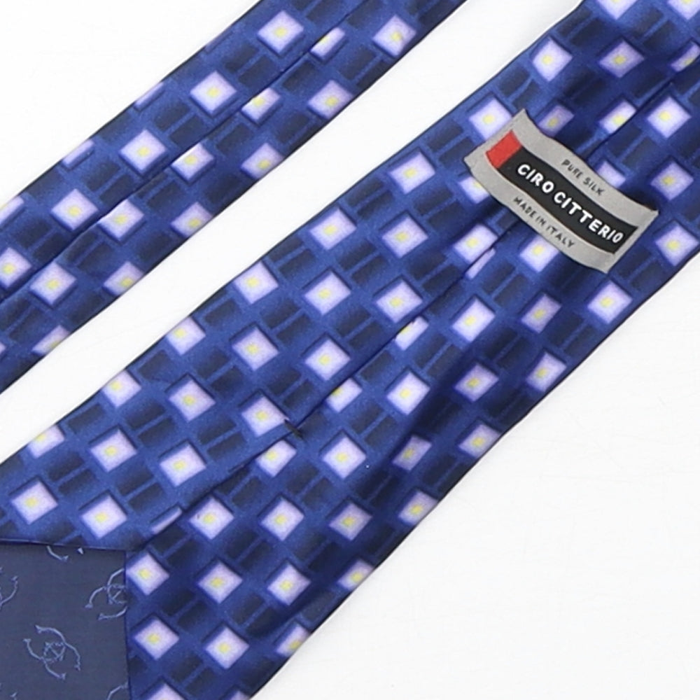 Mens Ciro Citterio Blue Plaids & Checks Pointed Tie