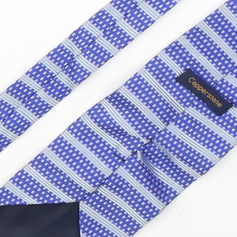 Mens Copperstone Blue Plaids & Checks Pointed Tie