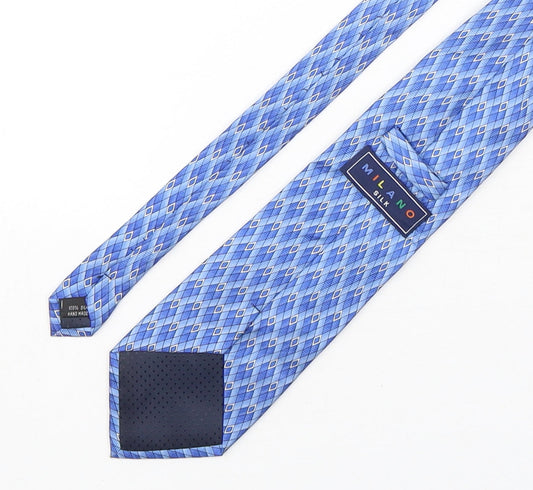 Mens Milano Blue Geometric Pointed Tie