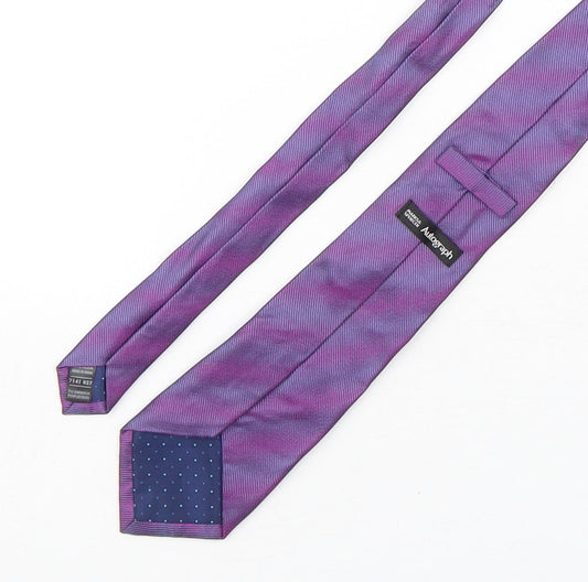 Mens Autograph Purple Striped Pointed Tie