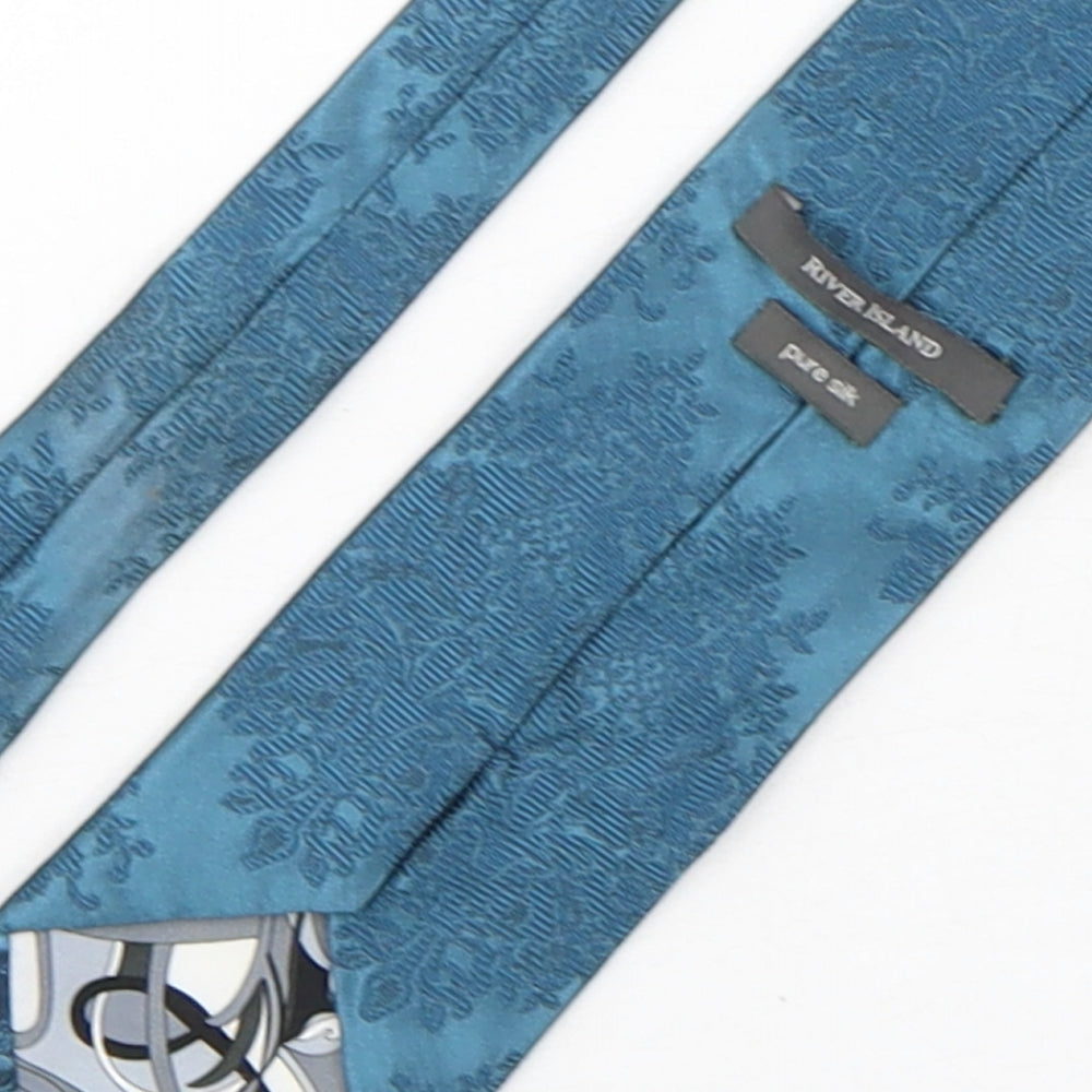 River Island Mens Green Paisley Silk Pointed Tie One Size