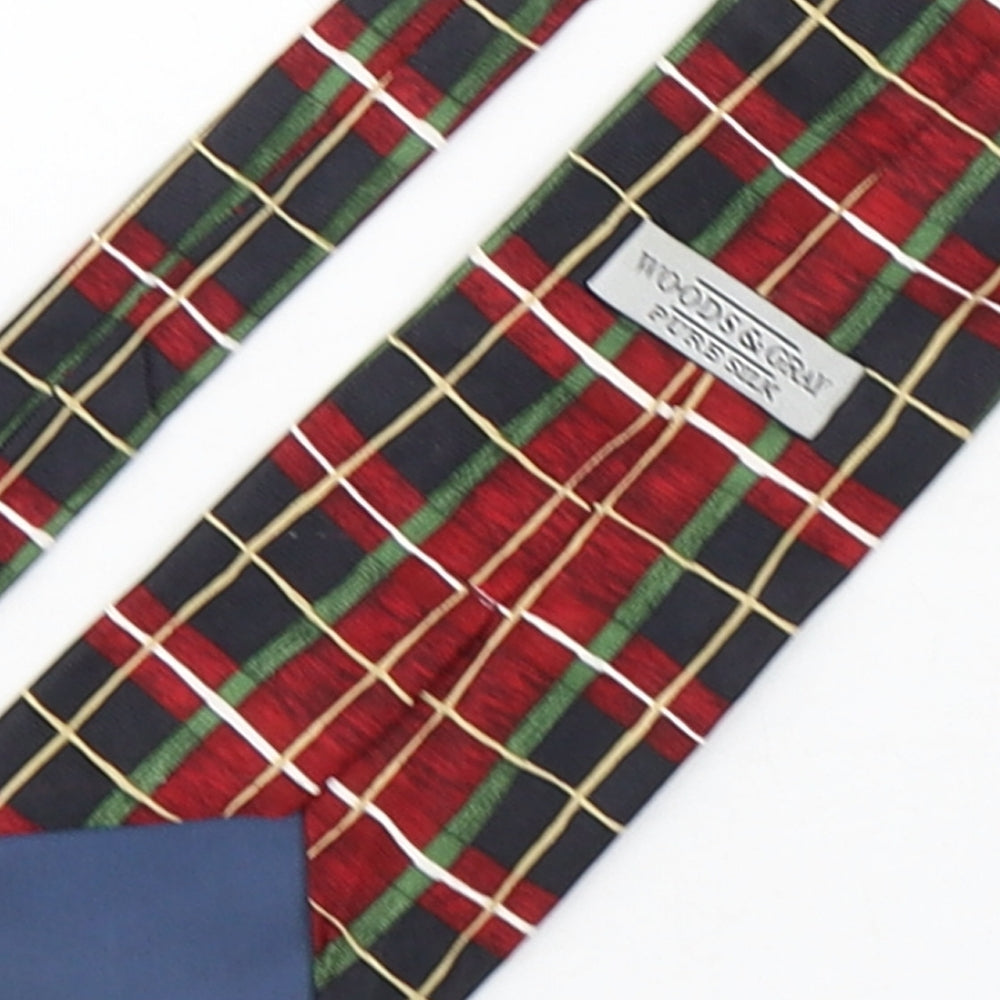 Brand and care label for Woods & Gray men’s multicoloured plaids & checks silk pointed tie one size