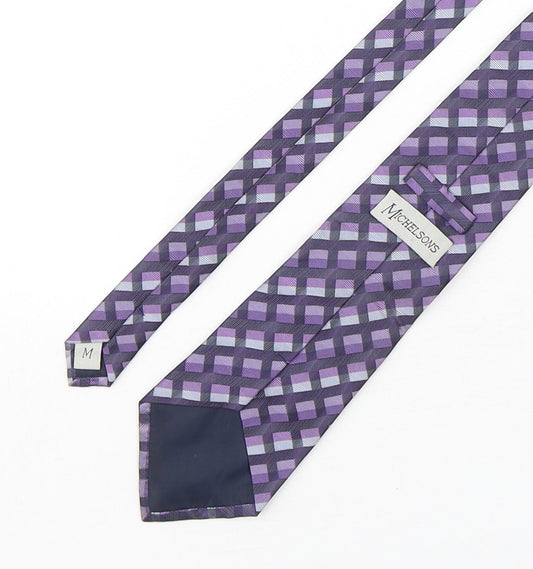Michelsons Mens Purple Plaids & Checks Silk Pointed Tie One Size