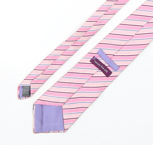 Marks and Spencer Mens Multicoloured Striped Silk Pointed Tie One Size
