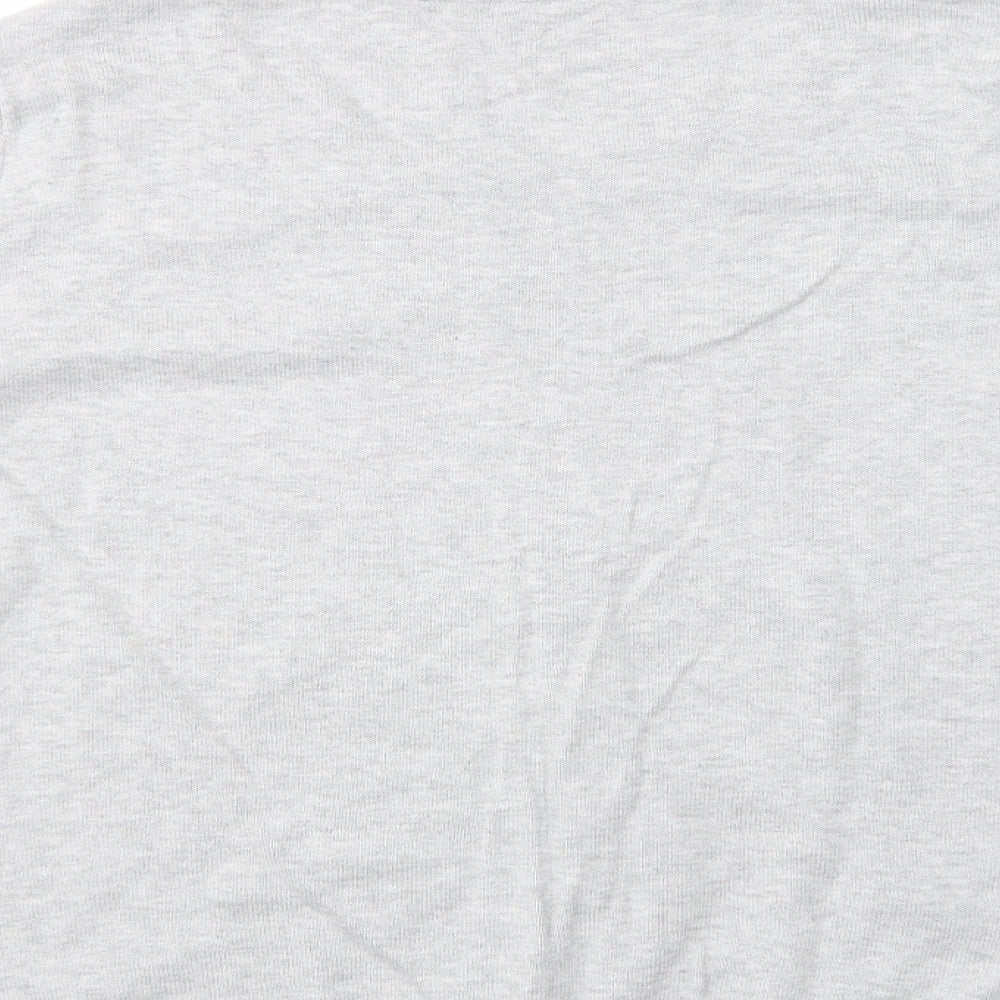 BHS Womens Grey Scoop Neck Cotton Pullover Jumper Size 14 - Lace Detail