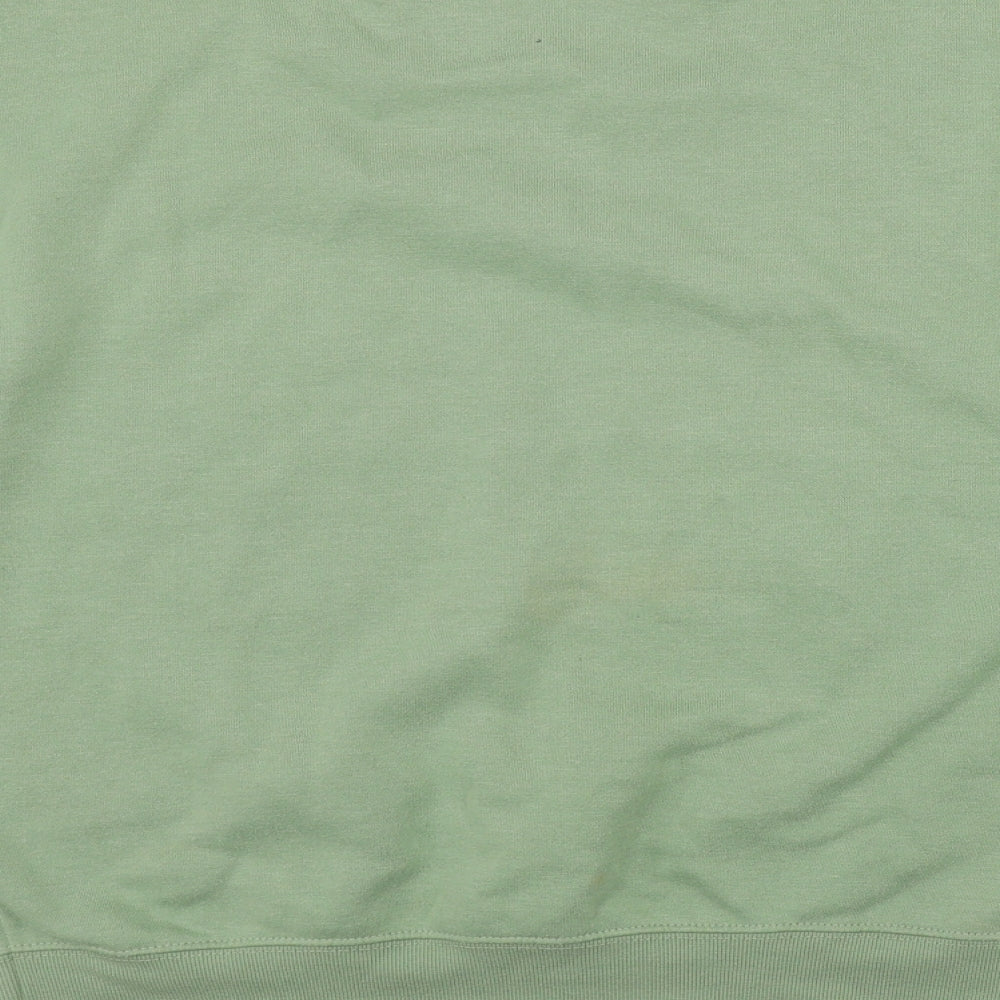 Brand and care label for Primark women’s green cotton pullover sweatshirt, size UK 6