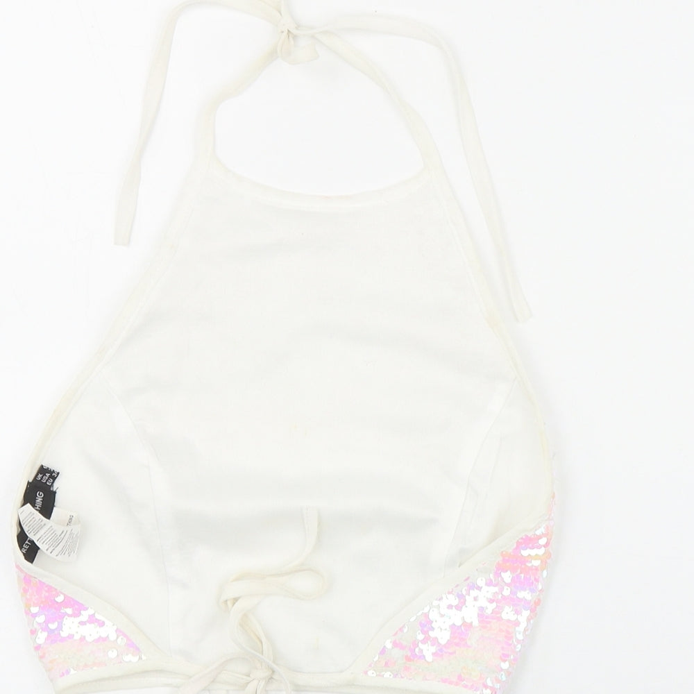 Womens UK Size 8 PRETTYLITTLETHING White Basic Tank