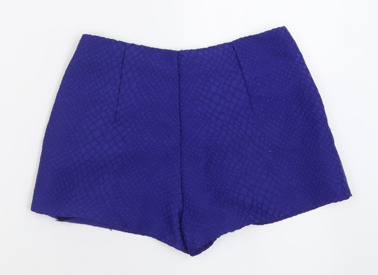 Miss Selfridge Womens Blue  Polyester Boyfriend Shorts Size 8  Regular Zip
