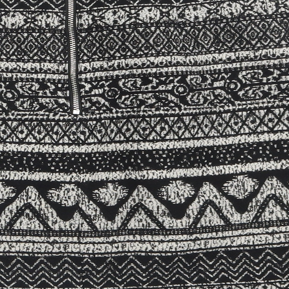 George Womens Black Geometric Polyacrylate Fibre A-Line Skirt Size 8 Zip