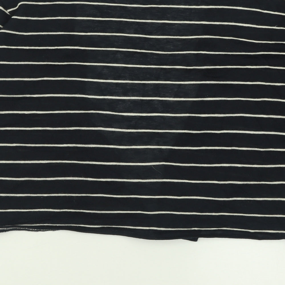Brand and care label for Primark women’s blue v-neck striped polyester cardigan jumper, size L, - waterfall cardigan