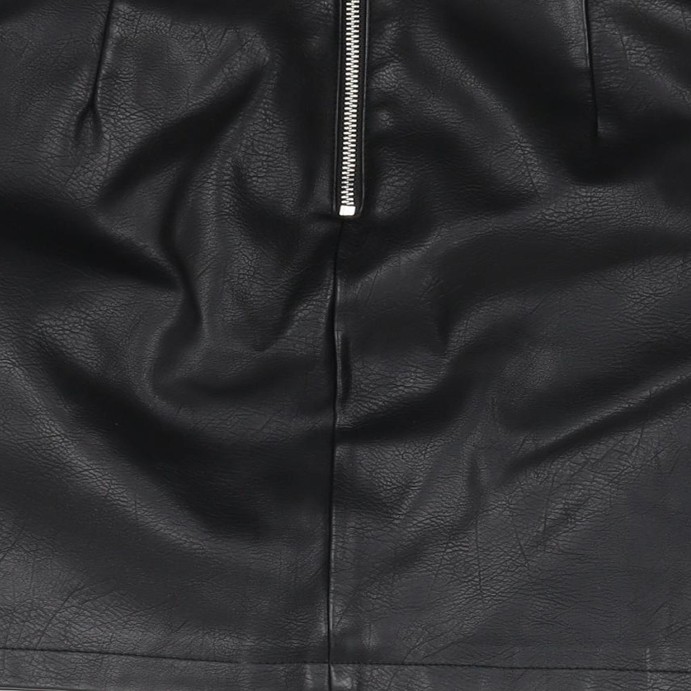 Dorothy Perkins Womens Black Polyester A-Line Skirt Size 10 Zip