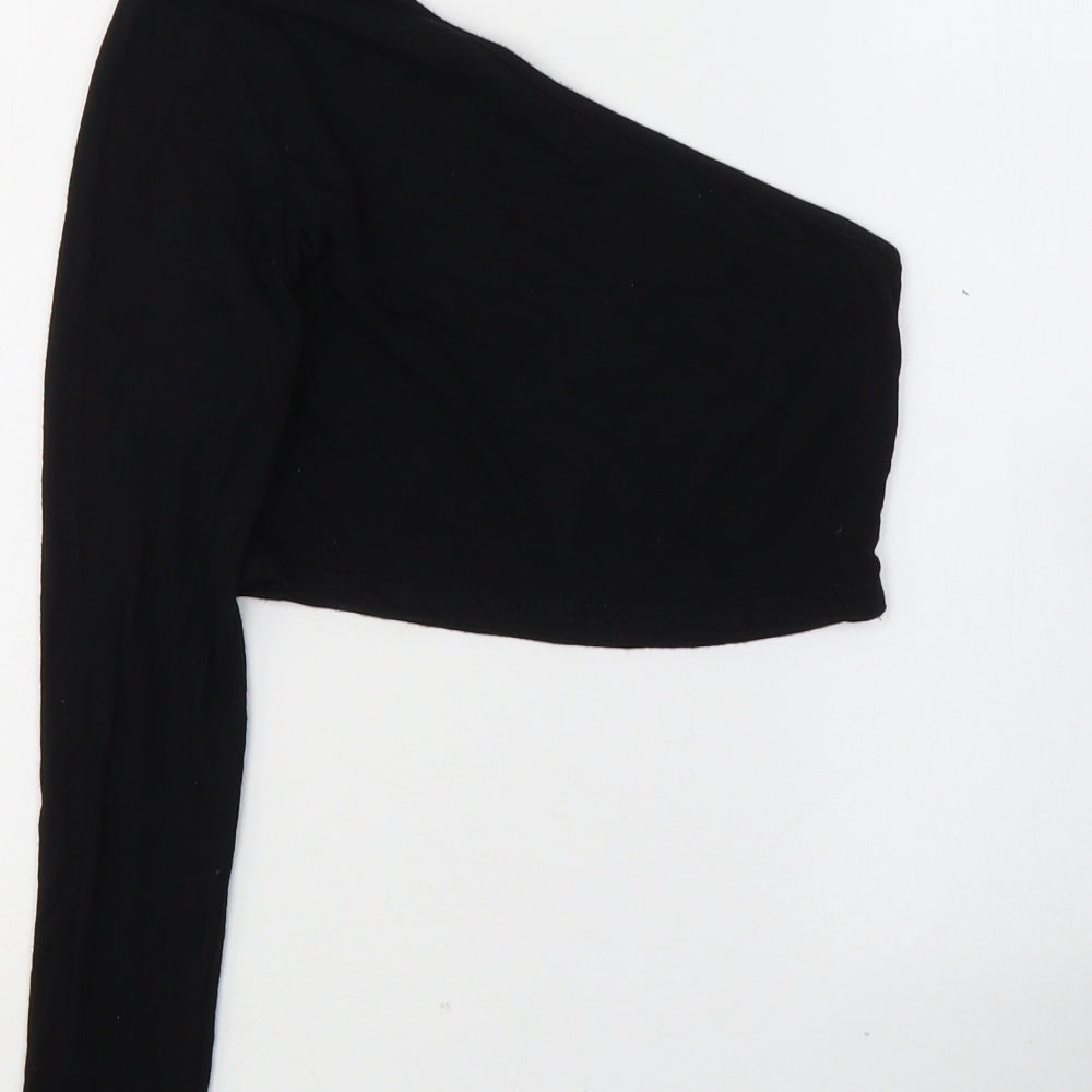 Womens UK Size 6 PRETTYLITTLETHING Black Cropped Blouse