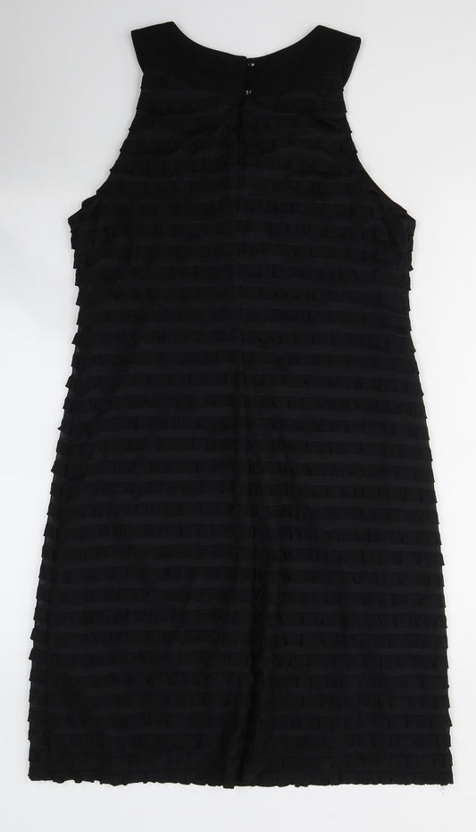 S.L. Fashions Womens Black Polyester A-Line Size 8 Round Neck Button