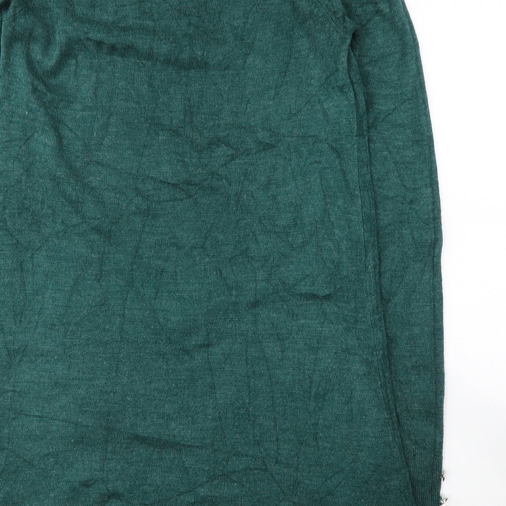 Primark Womens Green Acrylic Jacket Dress Size 6 Round Neck Pullover