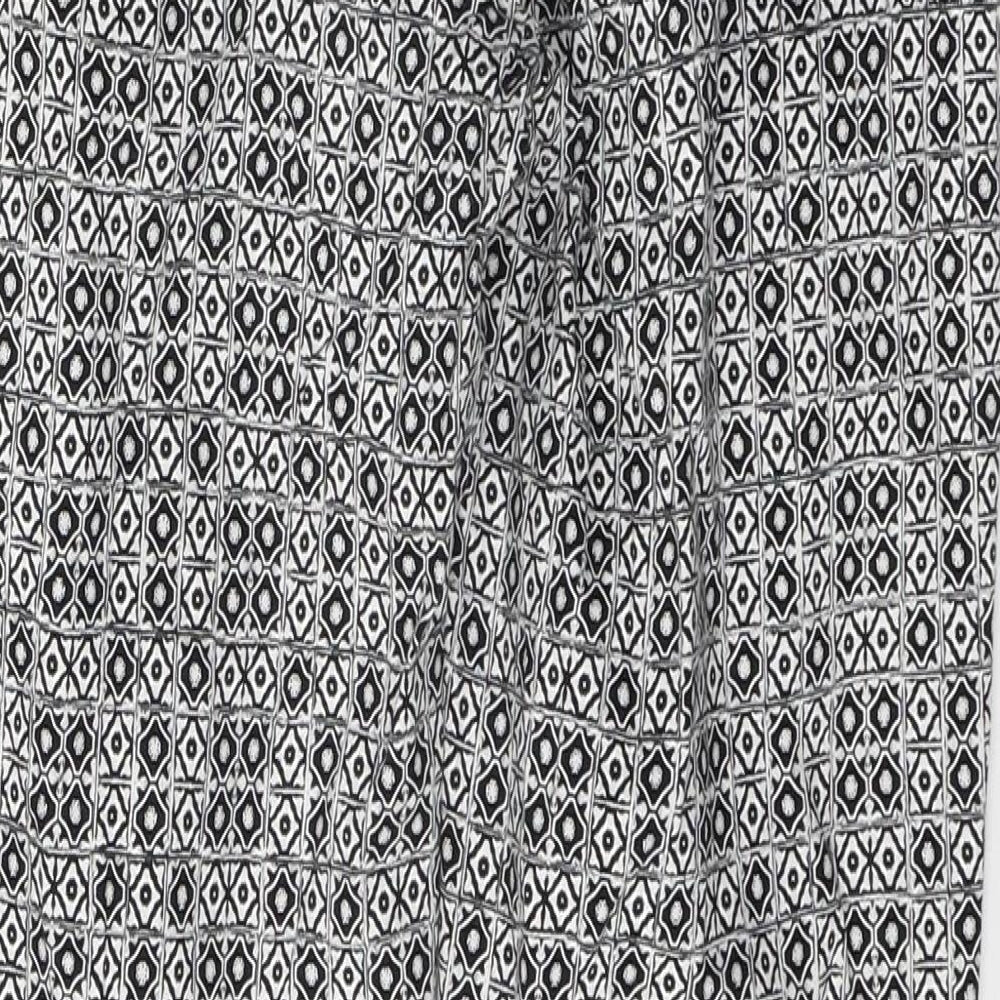 Atmosphere Womens White Geometric Polyester Trousers Size 8 L26 in Regular Button