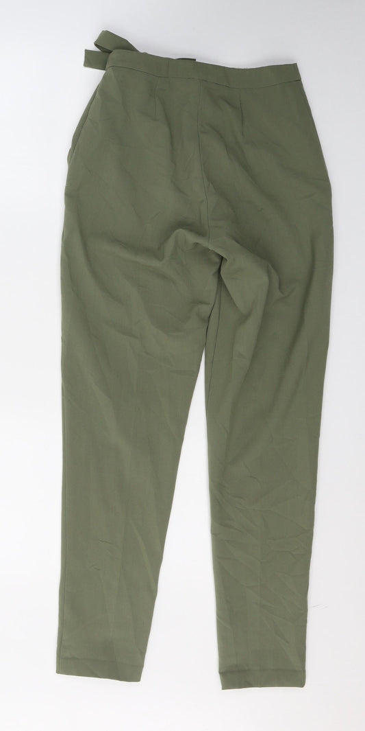 Womens UK Size 4 Missguided Regular Fit Green Trousers