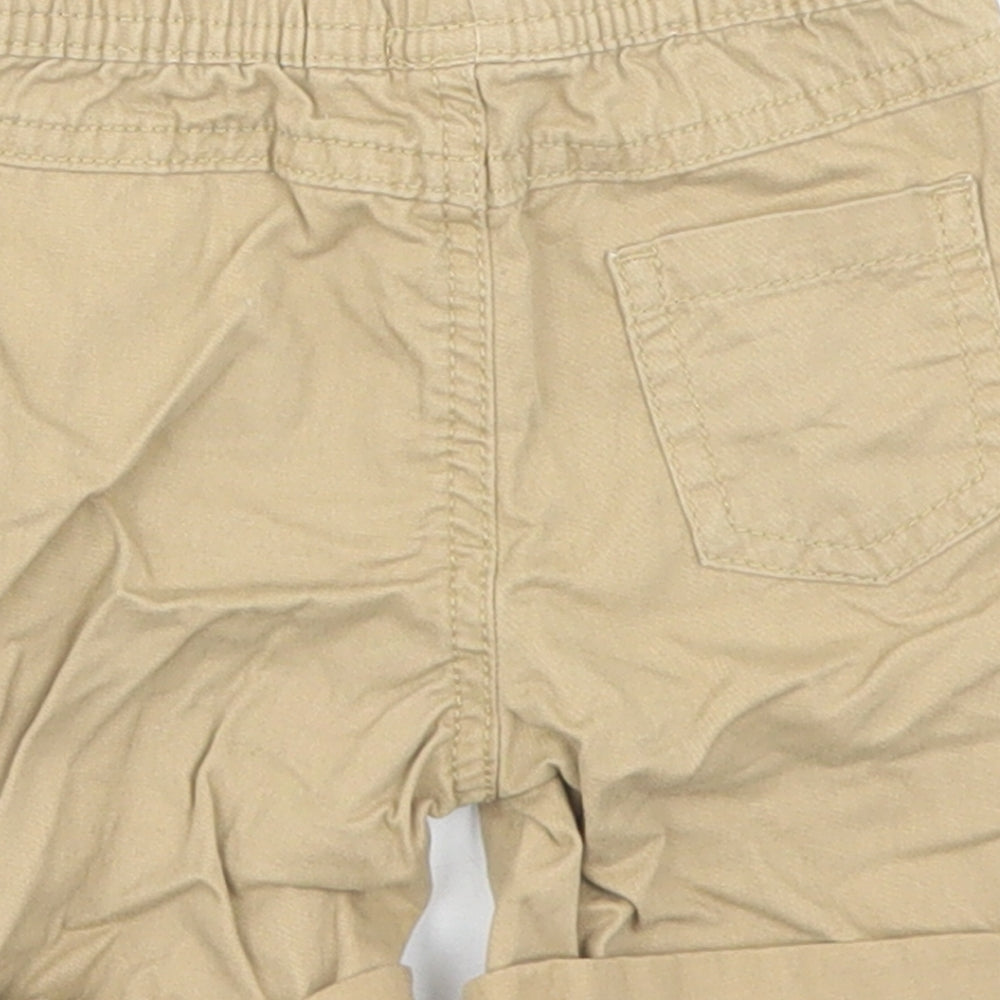 Primark Boys Beige Cotton Cropped Trousers Size 6-9 Months Drawstring