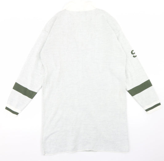 I SAW IT FIRST Womens Grey V-Neck Acrylic Pullover Jumper Size XS - Brooklyn, Longline