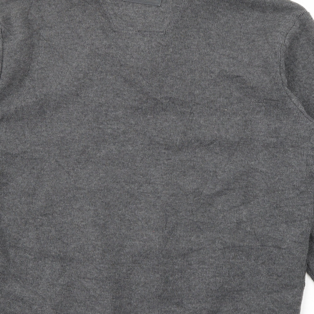 Maine Mens Grey High Neck Cotton Pullover Jumper Size L