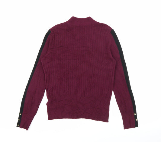 Marks and Spencer Womens Purple High Neck Viscose Pullover Jumper Size 14