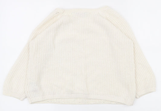 Dorothy Perkins Womens White Round Neck Acrylic Pullover Jumper Size 8