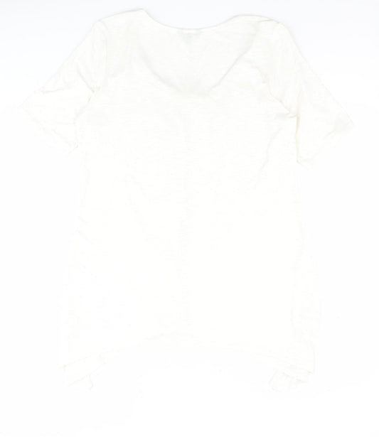 Soon Womens White Viscose Basic Blouse Size 16 Scoop Neck