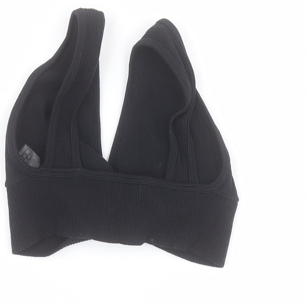 Dunnes Womens Black Polyamide Cropped T-Shirt Size XS Sweetheart - Ribbed