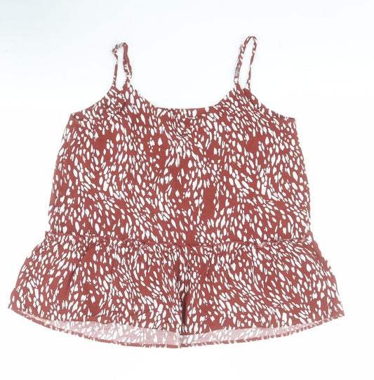 George Womens Brown Animal Print Viscose Camisole Blouse Size 10 Round Neck