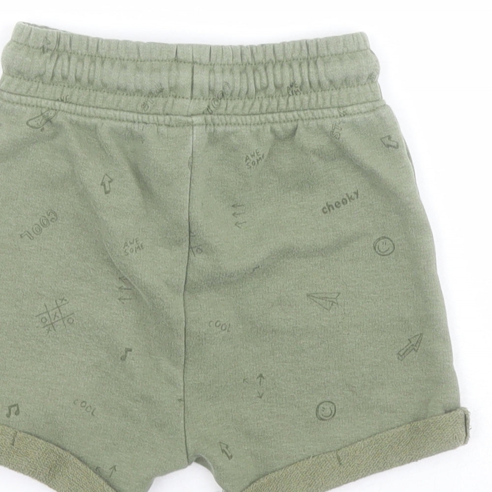 George Baby Green Cotton Jogger Trousers Size 18-24 Months Drawstring - Shorts