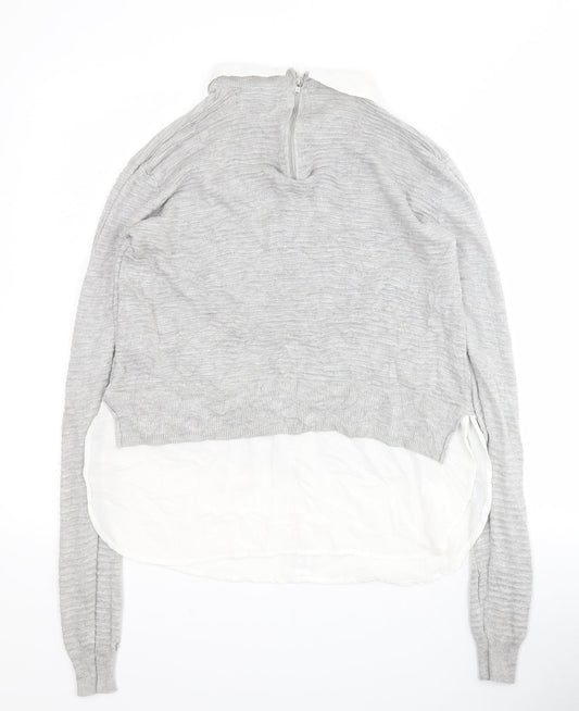 Primark Womens Grey Collared Viscose Pullover Jumper Size 12