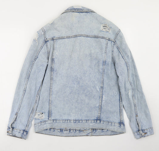 New Look Womens Blue Jacket Size 8 Button - Distressed
